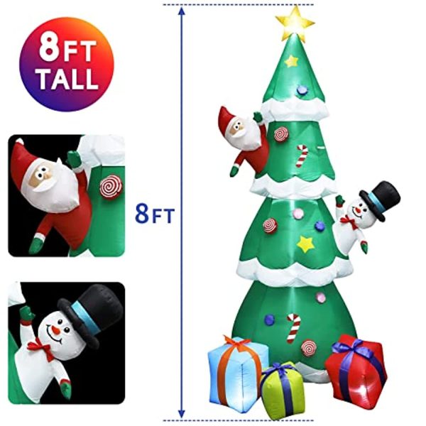 WDERNI 8 FT Christmas Inflatable Tree Christmas Decoration with LED Lights, Blow Up Inflatable Tree Yard Decorations with 3 Gift Boxes for Xmas Party Indoor, Outdoor, Garden Decor Hot on Sale