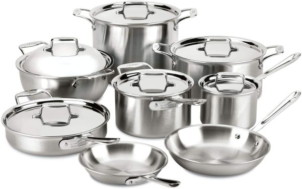 XINLEO  Brushed D5 Stainless Cookware Set, Pots and Pans, 5-Ply Stainless Steel, Professional Grade, 10-Piece - 8400001085 Cheap