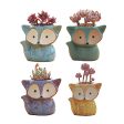 Winemana Set of 4 Ceramic Succulent Pots, Fox Shaped Flowerpot, Colorful Bonsai Planter Container Online