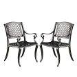 WENHAUS Knight Home Hallandale Outdoor Cast Aluminum Chairs, 2-Pcs Set, Black Sand Cheap