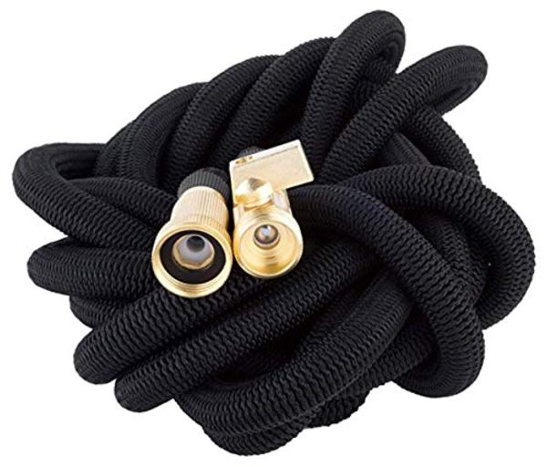 Vezane 50 FT Expandable Flexible Garden Black Hose, Kink Proof, Triple Core Latex, 3 4 in Brass Fittings with Spray Nozzle. Online Hot Sale