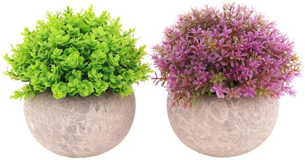 UltraOutlet 2 Pack Small Artificial Plants Centerpiece in Pot Fake Mini Decorative Potted Topiary Shrubs for Office, Home, Inddor, Room Decoration (Pink and Green) Online Hot Sale