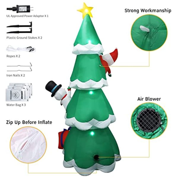 WDERNI 8 FT Christmas Inflatable Tree Christmas Decoration with LED Lights, Blow Up Inflatable Tree Yard Decorations with 3 Gift Boxes for Xmas Party Indoor, Outdoor, Garden Decor Hot on Sale