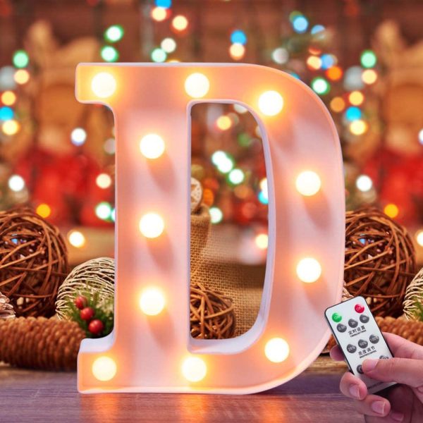 Lifegoo LED Letter Lights 26 Alphabet White Marquee Letters Night Light Sign with Diamond Bulbs Remote Control Timer Dimmable for Wedding Party Christmas Lamp Home Bar (T) Supply