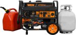 WEN DF475T Dual Fuel 120V 240V Portable Generator with Electric Start Transfer Switch Ready, 4750-Watt, CARB Compliant Supply