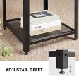 WLIVE Industrial Square End Table, 2-Tier Side Table with Mesh Storage Shelf, Printer Stand with Metal Frame, Adjustable, Easy Assembly, Brown Supply