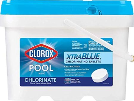 CLOROX Pool&Spa XtraBlue 3-Inch Long Lasting Chlorinating Tablets, 5-Pound Chlorine Supply