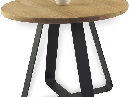 WLIVE Coffee Table, Side Table, Bedside Table Made of Solid Wood Natural Oak in Industrial Minimalist Design, Round, Diameter 50 x 40 cm (White) Fashion