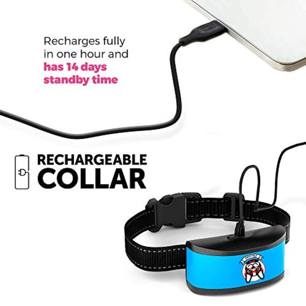 ELECANE Small Dog Bark Collar Rechargeable - Anti Barking Collar for Small Dogs - Smallest Most Humane Stop Barking Collar - Dog Training No Shock Bark Collar Waterproof - Safe Pet Bark Control Device (Blue) Hot on Sale