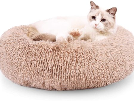 EDUJIN Fluffy Donut Small Dog & Cat Beds, Dog Beds for Small Medium Dogs, Calming Dog Beds with Non-Slip Bottom, Machine Washable Plush Soft Round Warm Pet Beds for Puppy and Kitties, 20 24 Inch For Sale