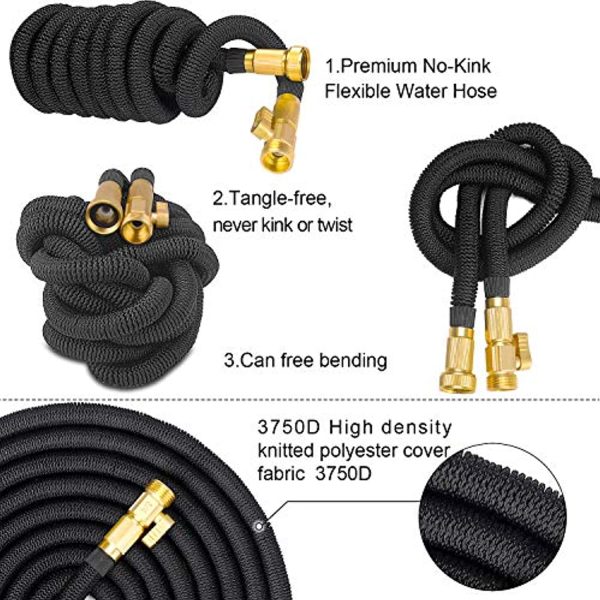 Unywarse 100ft Garden Hose Set, Extra Strength Fabric Triple Layer Latex Core, 3 4 Solid Brass Fittings, 9 Function Spray Nozzle with Storage Bag, Premium No-Kink Flexible Water Hose Online Hot Sale