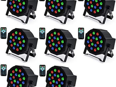 Missyee Uplights 18 RGB Led UpLights, Missyee Sound Activated DMX Uplighting, LED Par Can Lights with Remote Control, DJ Uplighting Package for Wedding Birthday Home Party (8 pcs) Supply