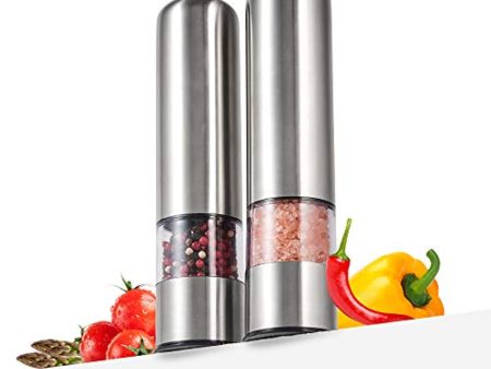 WOSBO Electric Pepper Salt Grinder-Electric Salt and Pepper Grinder, Battery Operated Stainless Steel Pepper Mill Salt , Adjustable Coarseness,Push Button,One Handed Operation（1 pcs） Online now