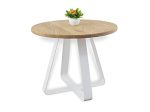 WLIVE Coffee Table, Side Table, Bedside Table Made of Solid Wood Natural Oak in Industrial Minimalist Design, Round, Diameter 50 x 40 cm (White) Fashion