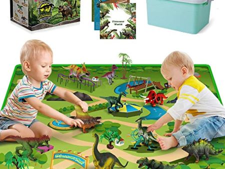 BAODLON Dinosaur Toys with 10 Realistic Dinosaur Figures, Activity Play Mat & Trees for Creating a Dino World Incl T-rex, Triceratops, etc, Dinosaur Playset Gifts for Kids, Boys & Girls 3, 4, 5, 6 Years Old For Sale