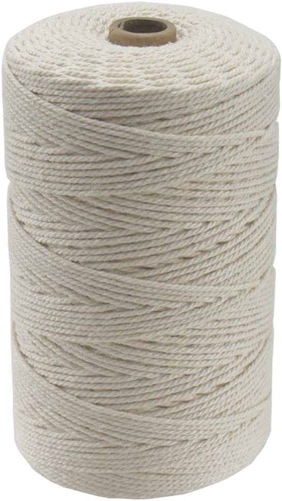 Klhamky 2mm×1640ft Macrame Cotton Cord, Soft 4 Strand Twisted 100% Natural Cotton for Handmade Wall Hanging, DIY, Craft Making, Knitting, Plant Hangers, Decorative Projects (Beige, 2mm×1640ft) Online Sale