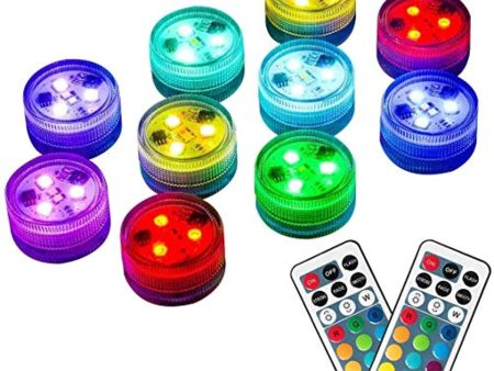 10pcs Submersible LED Lights, Waterproof Lights with Remote for Vase Shower, Battery Operated Underwater Color Changing EFX Light for Easter, Halloween by SHOYO Cheap