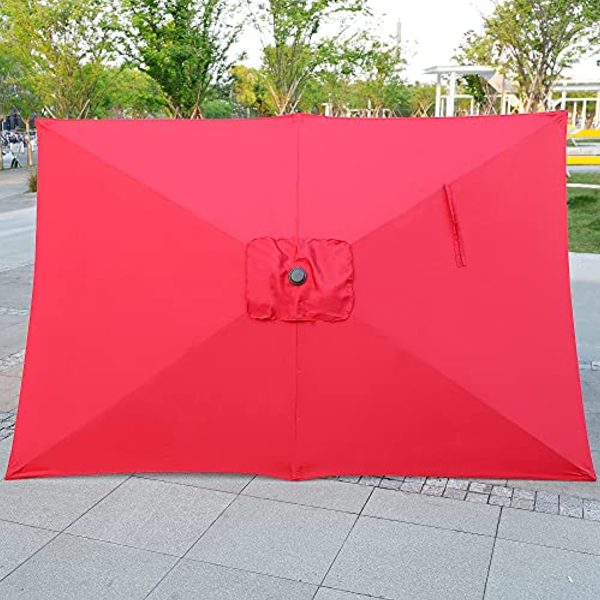 Viewee 10  Rectangular Patio Umbrella Outdoor Market Table Umbrella with Push Button Tilt and Crank (Red) Supply