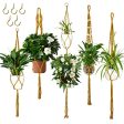 XFHR 5 Pack Macrame Plant Hangers with 5 Hooks, Handmade Cotton Rope Hanging Planters Set Flower Pots Holder Stand for Indoor Outdoor Boho Home Decor (Brown) For Cheap