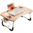 Hegreh Laptop Lap Desk for Bed Fits up to 17″ Laptops with Storage Drawer,Lamp,Cup Holder, Laptop Bed Tray Table, 23.6  Foldable Laptop Desk, Laptop Stand for Working, Writing,Reading and Breakfast Sale