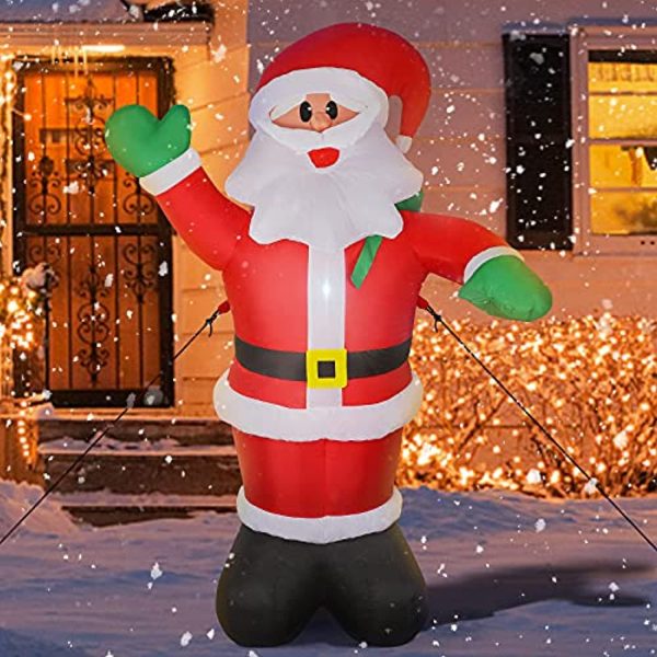 WDERNI Inflatable Santa Claus 6ft Christmas Blow-Up Yard Decoration with LED Best Gift for Indoor Outdoor Holiday Party, with LED Light, Water Bag, and Electric Air Pump Fashion