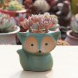 Winemana Set of 4 Ceramic Succulent Pots, Fox Shaped Flowerpot, Colorful Bonsai Planter Container Online