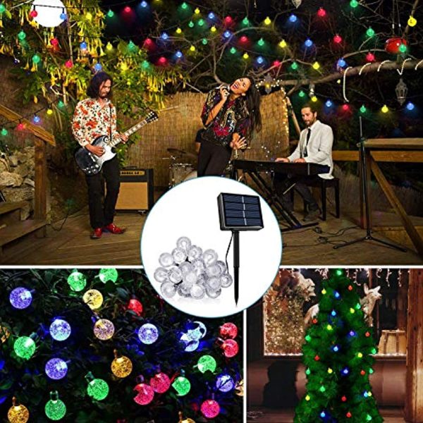 UPOOM Solar String Lights Garden 50 LED 24Ft Outdoor String Lights Multi-Colored Waterproof Crystal Ball Fairy Lights, Decoration Lighting for Home, Garden, Patio, Yard, Christmas Discount