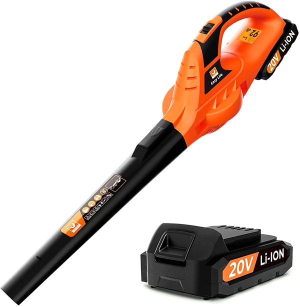 VacLife Leaf Blower, 20V Cordless Leaf Blower with Powerful Motor & Long Runtime, Lightweight Leaf Blower with 2 Airflow Modes for Snow Blowing & Lawn Care, Model: LB-570, Orange (VL707) Fashion