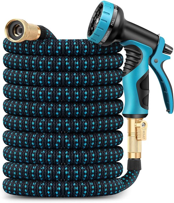 Unywarse Garden Hose Expandable Water Hose with 9 Function Spray Nozzle, Leakproof Expanding Flexible Outdoor Yard Hose with Solid Brass Fittings, Extra Strength 3750D Durable Car Wash Hose Pipe(25ft) Supply