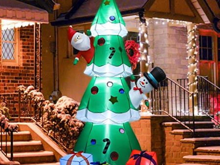 WDERNI 8 FT Christmas Inflatable Tree Christmas Decoration with LED Lights, Blow Up Inflatable Tree Yard Decorations with 3 Gift Boxes for Xmas Party Indoor, Outdoor, Garden Decor Hot on Sale