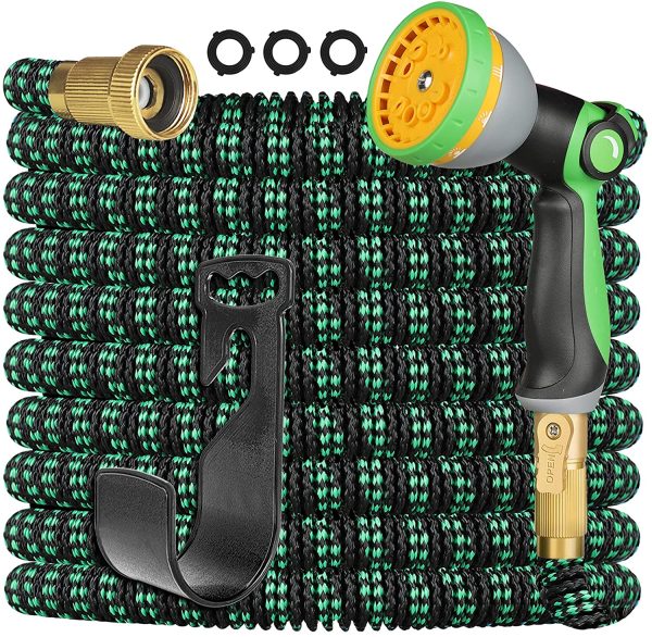 Unywarse  50ft Expandable Garden Hose Water Hose with 10 Function Nozzle and Durable 3-Layers Latex, Water Hose with Solid Fittings For Cheap