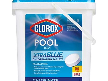 Clorox Xtra Blue 40 Pound 80 Tab Pool and Spa 3 Inch Long Lasting Chlorinating Tablets Online