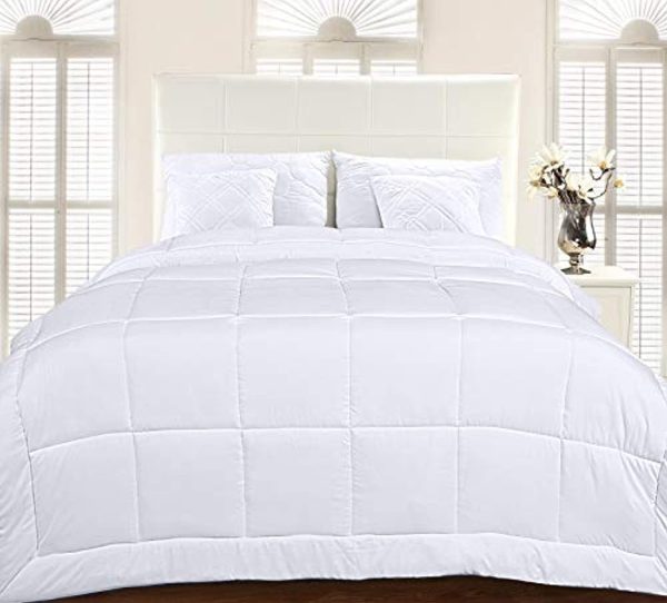 Utopia Bedding All Season Comforter - 250 GSM Plush Microfiber Fill - Quilted Duvet Insert with Corner Tabs Box Border Stitched Comforter - Full Queen - White Discount