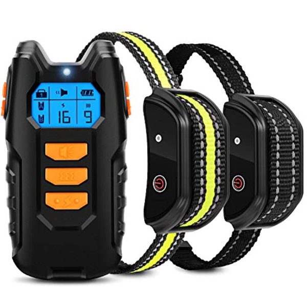 Flittor Dog Training Collar, Shock Collar for Dogs with Remote, 2 Receiver Rechargeable Dog Shock Collar, 3 Modes Beep Vibration and Shock Waterproof Bark Collar for Small, Medium, Large Dogs Fashion