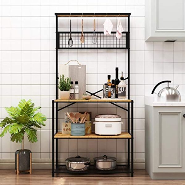 Sogesfurniture Standing Kitchen Baker Storage Shelf Rack 3-Tier for Kitchen Baker s Rack Microwave Stand Storage Cart Workstation Shelf, BHUS-YL-D5003-N Fashion