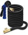 Vezane 50 FT Expandable Flexible Garden Black Hose, Kink Proof, Triple Core Latex, 3 4 in Brass Fittings with Spray Nozzle. Online Hot Sale