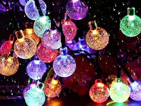 UPOOM Solar String Lights Garden 50 LED 24Ft Outdoor String Lights Multi-Colored Waterproof Crystal Ball Fairy Lights, Decoration Lighting for Home, Garden, Patio, Yard, Christmas Discount