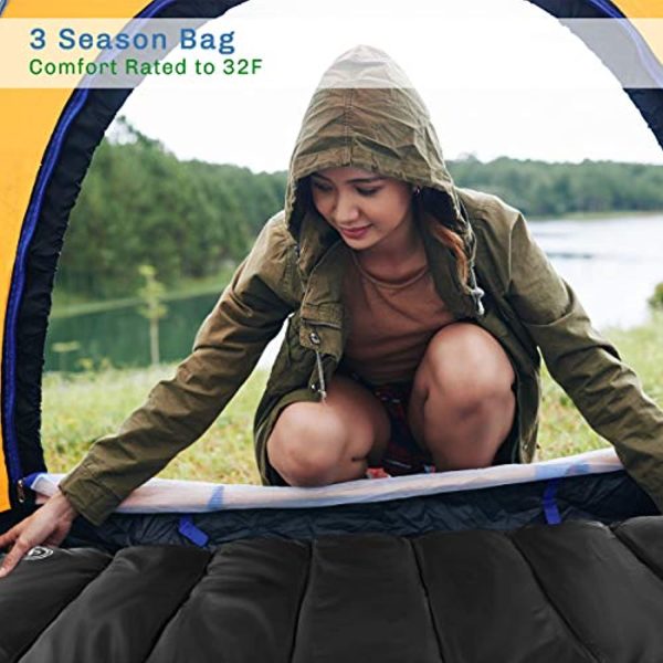 Wakeman  Sleeping Bag Collection – 32F Rated XL 3 Season Envelope Style with Hood for Outdoor Camping, Backpacking and Hiking with Carry Bag For Sale