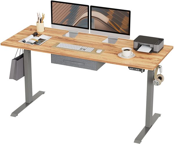 BANTI Adjustable Height Standing Desk with Drawers, 55x24 Inches Electric Stand Up Desk, Sit Stand Home Office Desk with Black Frame Black Top, (B-SDE-55BK) Hot on Sale