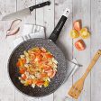 WaxonWare 11 Inch Non Stick Wok & Stir Fry Pan With STONETEC (A 100% PTFE, PFOA and APEO Free) Ceramic Coating & Induction Bottom + Free Table Trivet on Sale