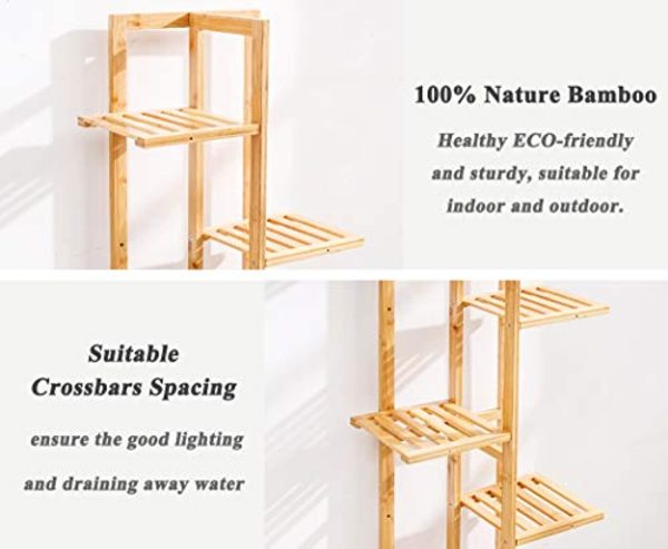 WEENINE Bamboo 6 Tier 7 Potted Plant Stand Rack Multiple Flower Pot Holder Shelf Indoor Outdoor Planter Display Shelving Unit for Patio Garden Corner Balcony Living Room Online