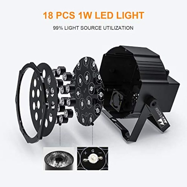 Missyee Uplights 18 RGB Led UpLights, Missyee Sound Activated DMX Uplighting, LED Par Can Lights with Remote Control, DJ Uplighting Package for Wedding Birthday Home Party (8 pcs) Supply